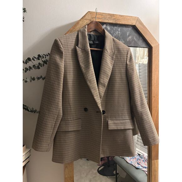 Zara Boxy Fit Plaid Blazer Jacket - Picture 2 of 8